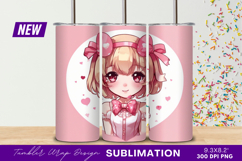 Cute anime girl pink bow tumbler png Product Image 1