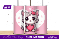 Cute cat holding heart valentine illustration tumbler png Product Image 1