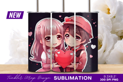 Chibi couple holding heart tumbler png Product Image 1