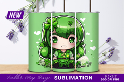 Cute shamrock girl illustration tumbler png design Product Image 1
