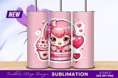 Cute valentine anime girl with heart tumbler png Product Image 1