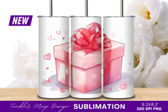 Pink gift box with hearts tumbler png Product Image 1