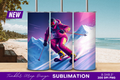Stylish Skier Tumbler Png On Snowy Mountain Tumbler Product Image 1