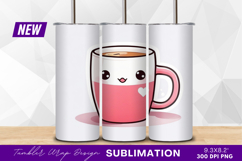 Cute pink coffee cup tumbler png image Product Image 1
