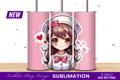 Anime style nurse with pink hearts tumbler png Product Image 1