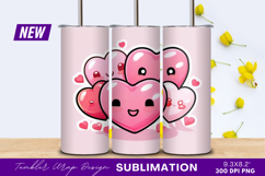 Cute pink kawaii hearts tumbler png Product Image 1