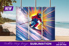 Colorful Artistic Skier Illustration Tumbler Png Product Image 1