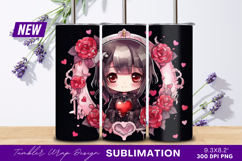 Anime girl with heart and roses tumbler png Product Image 1
