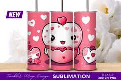 Kawaii heart character valentine tumbler png design Product Image 1