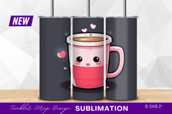 Cute kawaii pink coffee mug with hearts tumbler png Product Image 1