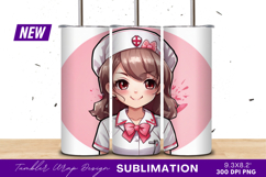Cute anime nurse character tumbler png Product Image 1