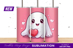 Cute ghost with heart valentines day tumbler png Product Image 1