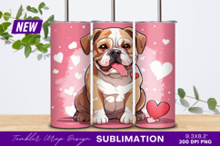 Cute bulldog with hearts valentine illustration tumbler png Product Image 1