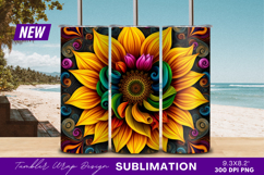 Colorful Sunflower Detailed Digital Art Illustration Tumbler Product Image 1