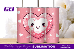 Kawaii heart with face on pink background tumbler png Product Image 1