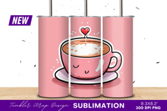 Pink cup with heart tumbler png Product Image 1