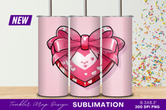 Cute pink heart with bow tumbler png Product Image 1