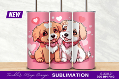Cute cartoon dogs valentines day tumbler png Product Image 1