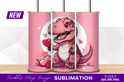Pink dinosaur holding heart tumbler png Product Image 1