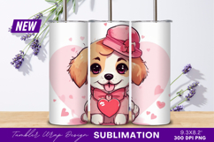 Cute puppy in pink valentines day outfit tumbler png Product Image 1