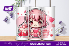 Cute anime girl valentines day pink aesthetic tumbler png Product Image 1