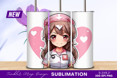 Cute anime nurse with hearts tumbler png Product Image 1