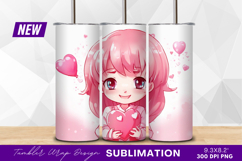 Cute anime girl holding heart tumbler png Product Image 1