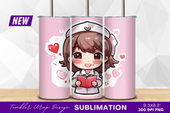 Cute nurse reading book tumbler png Product Image 1