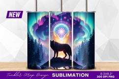 Wolf Under Aurora With Hands Tumbler Png Product Image 1