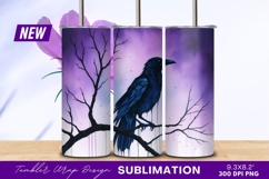 Raven Perched On Branch Against Purple Sky Tumbler Product Image 1