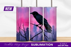 Black Raven Perched On Branch Tumbler Png Product Image 1