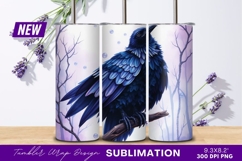 Majestic Raven On Branch Tumbler Png Design Product Image 1