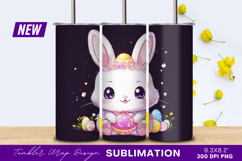 Cute easter bunny holding decorated egg illustration tumbler Product Image 1