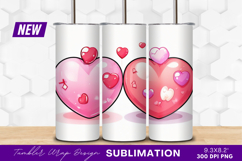 Valentine hearts pink red cartoon tumbler png Product Image 1