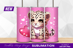 Cute leopard cub with heart tumbler png Product Image 1
