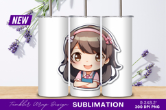 Cute chibi girl graphic for tumbler png Product Image 1