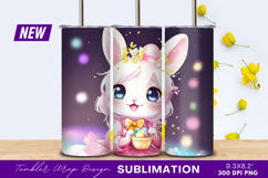 Cute easter bunny with eggs tumbler png Product Image 1