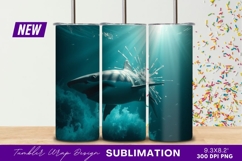 Great White Shark With Shattered Glass Effect Tumbler Product Image 1