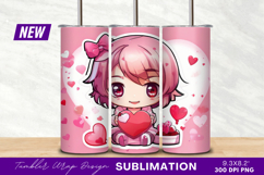 Cute chibi girl holding heart tumbler png Product Image 1