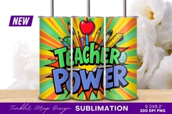 Teacher Power Comic Book Graphic Design Tumbler Product Image 1