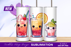 Cute cartoon kawaii cocktails tumbler png Product Image 1