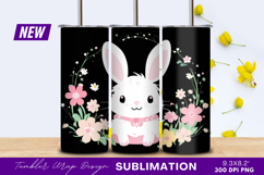 Cute watercolor bunny with flowers tumbler png Product Image 1