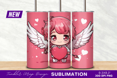 Cute cupid angel holding a heart tumbler png Product Image 1