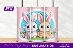 Cute rabbits with flowers tumbler png Product Image 1