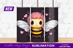 Cute cartoon bee with hearts tumbler png Product Image 1