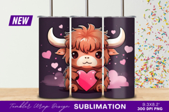 Cute buffalo holding heart tumbler png Product Image 1