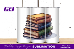Stack of colorful books tumbler png Product Image 1