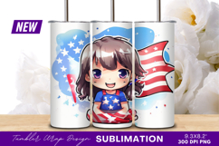 Patriotic chibi girl with american flag theme Product Image 1