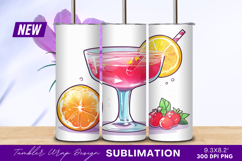 Pink cocktail with orange and cherry tumbler png Product Image 1