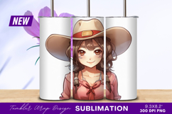 Cute cowgirl portrait anime style tumbler png Product Image 1